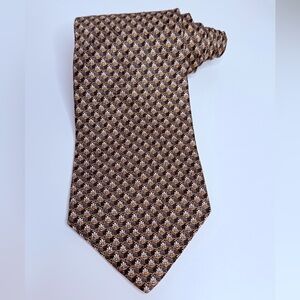 Roundtree & Yorke Men’s Geometric Floral Brown Tie 60” 100% Silk Special Event